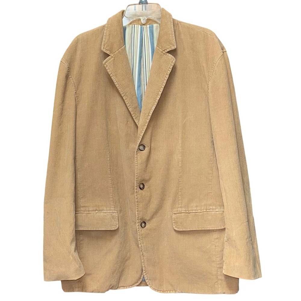 J Crew XL Corduroy Tan Cotton Blazer SportCoat Jacket 3 Button Preppy Y2K Casual